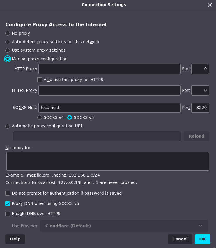 Firefox network settings